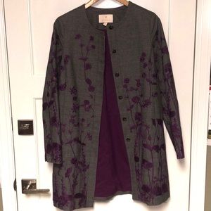 Etcetera Car Coat with Floral Patterns Size 4